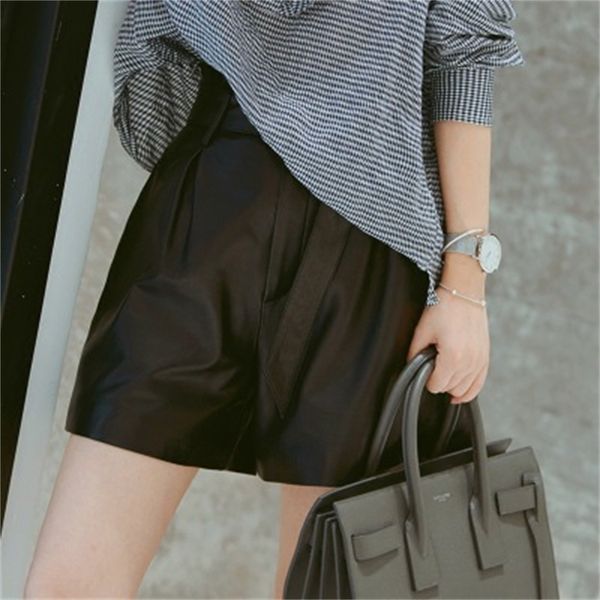 

2021 genuine new fashion sheep leather shorts g8 p1qd, White;black