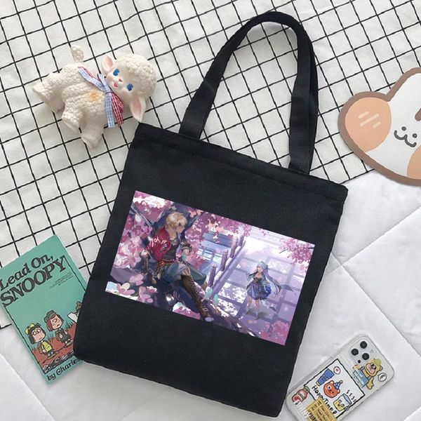 

evening bags genshin impact punk canvas shopper women's fashion shoulder bag japanese harajuku large capacity 90s vintage handbag