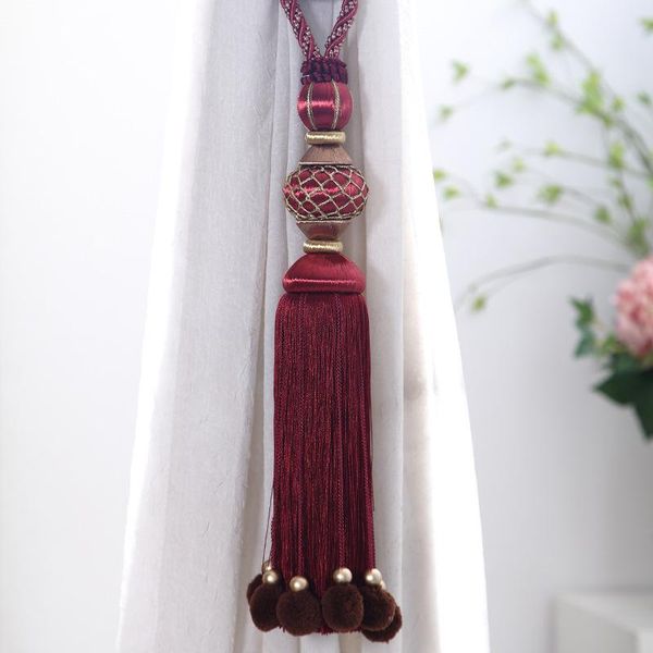 

2 pcs luxury hand braided curtain tiebacks elegant pompoms curtain holdbacks tassels home bandages brushes accessories