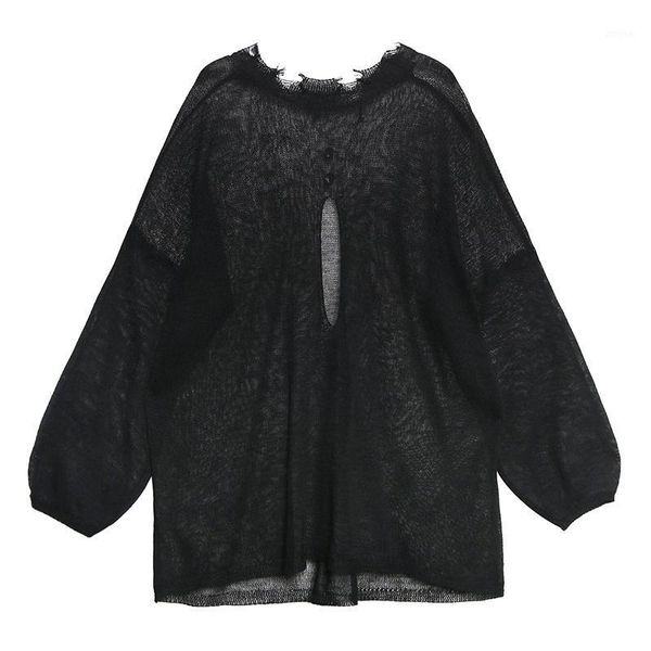 

women's sweaters xuxi summer thin knitwear women pullover loose large size long sleeve clothes uv-proof breathable all-match sweater fz, White;black