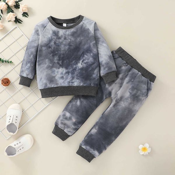 

boys tracksuit newborn infant baby tie-dye sweatshirts t-shirt +pants outfits set autumn long sleeve sportswear for 6m-4y #8 g1023, White