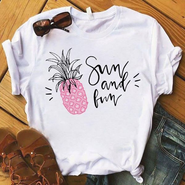 

pineapple fruit apparel fashion womens t shirt graphics kawaii camisas, White