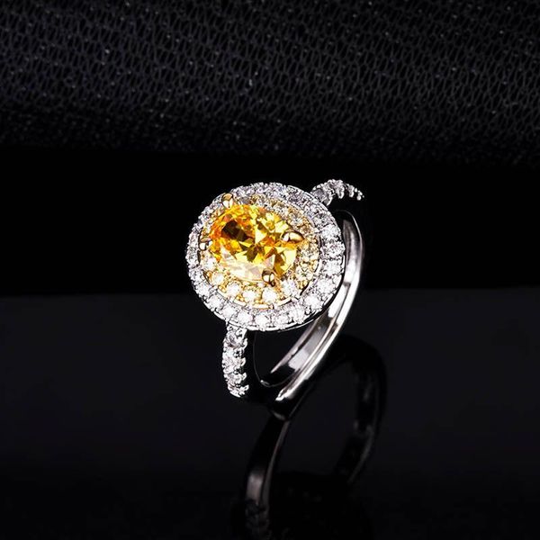 

wedding rings 2021 trend oval 925 sterling silver with shiny moissanite exquisite jewelry for women engagement eternity ring, Slivery;golden