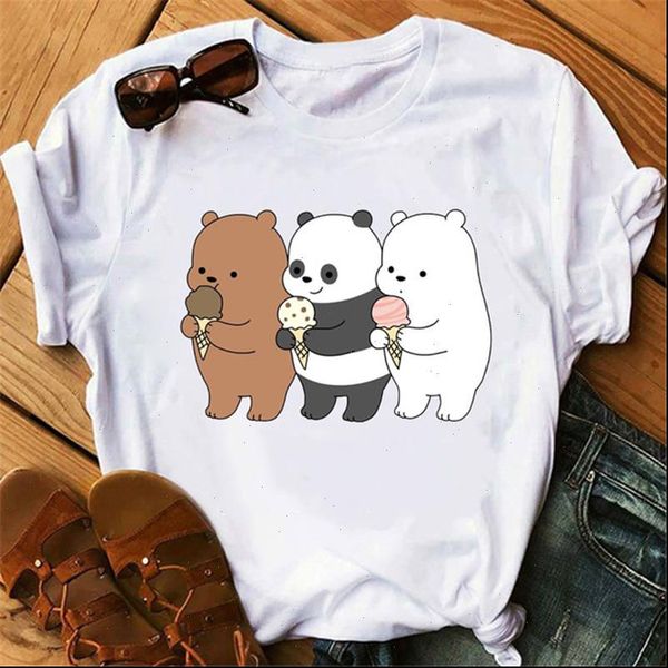 

new women tshirts cute bear printed shirts cartoon short sleeve summer kawaii female clothes casual t shirt tshirt tee, White