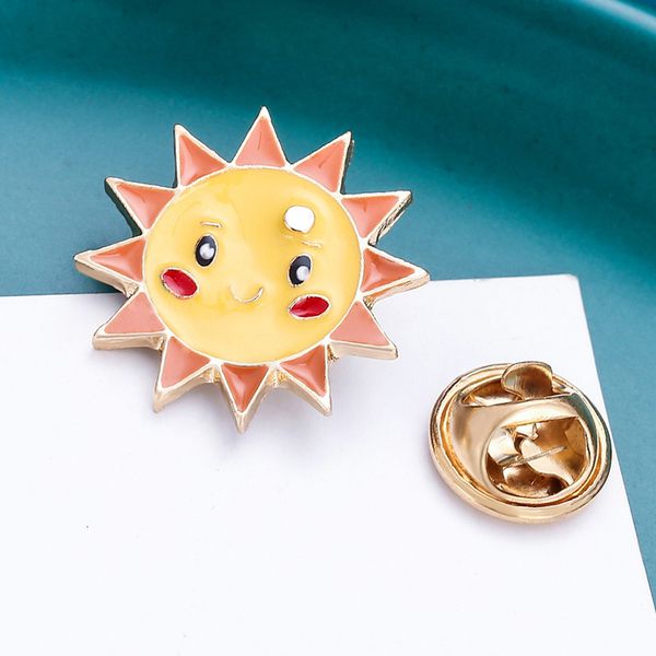 

xiao zhan little sun brooch cute cartoon girl bag pin accessories simple badge, Gray