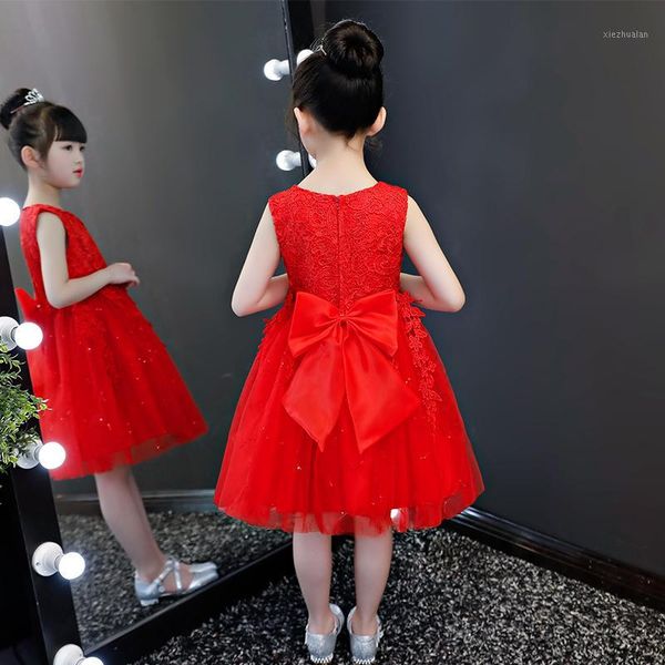 

girl's dresses children's summer customes clothes baby girls floral princess short red ball gown wedding birthday bow dresses1, Red;yellow