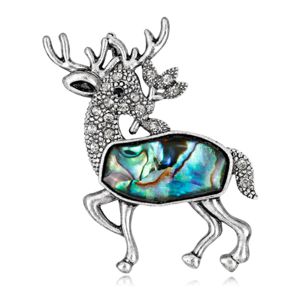 

pins, brooches fyjs unique silver plated alloy abalone shell sika deer shape brooch temperament jewelry, Gray