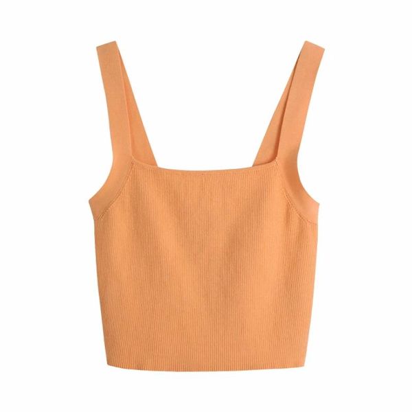 

women's tanks & camis summer women orange knitting sling short camisole casual female crop t1505, White
