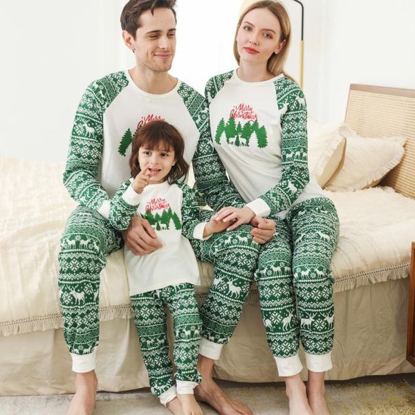 

family matching outfits year christmas pajamas mother daughter father son & baby's sleepwear mommy and me xmas clothes +pants, Blue