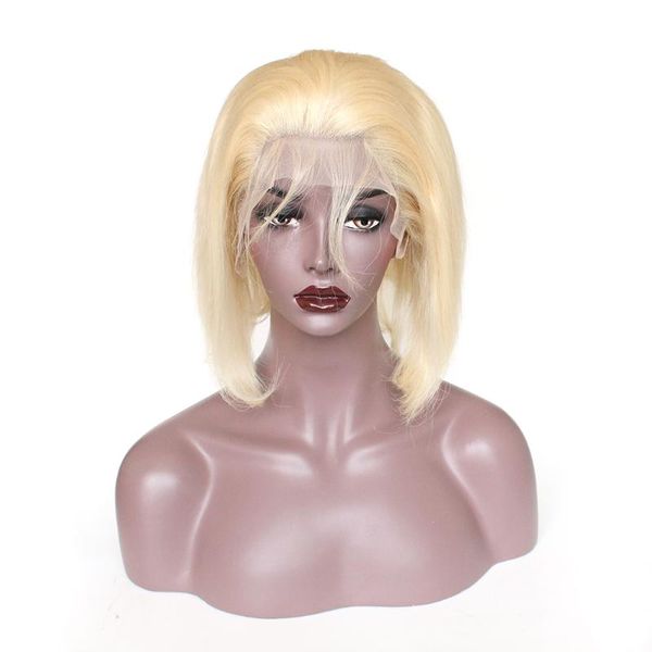 

zigzag hair blonde #613 13x4 short bob lace front wigs for black women straight pre plucked natural hairline with baby hair, Black;brown