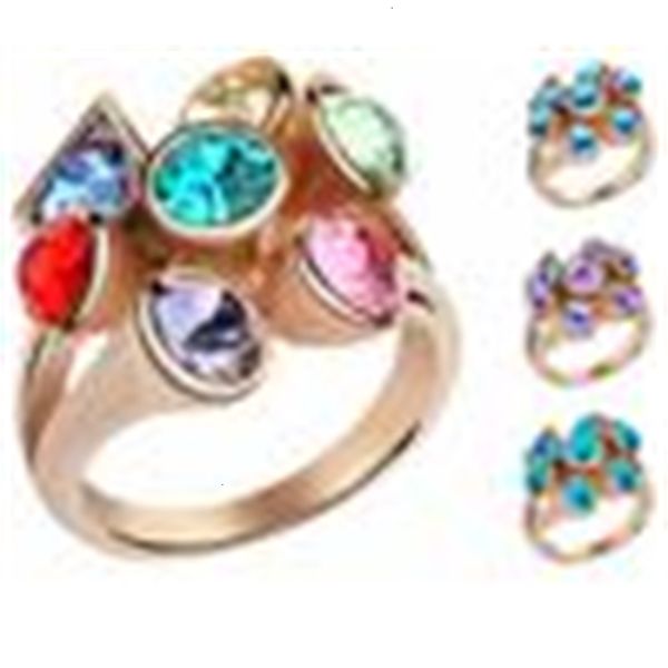 

rings for women austrian crystal rings rose gold plated korean fashion jewelry made with swa elements 4172, Golden;silver