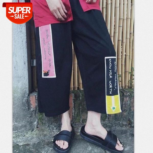 

calf length cargo pants woman solid black high waist ropa mujer causal loose vintage trousers wild legs female summer harajuku #uc8g, Black;white