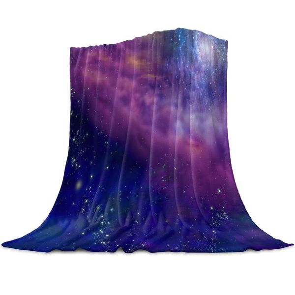 

blankets milky way stars purple coral fleece blanket cover the bed flannel sofa small for kids home textile