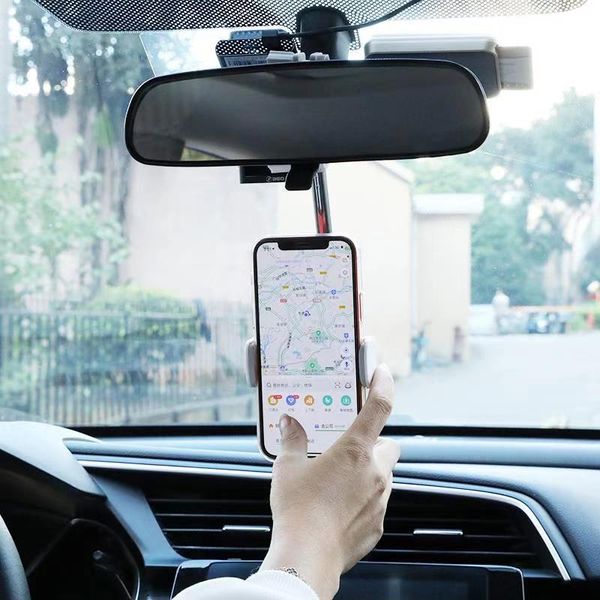 

interior decorations car rearview mirror mount phone holder for 4.0-6.1 inch gps seat smartphone stand adjustable support