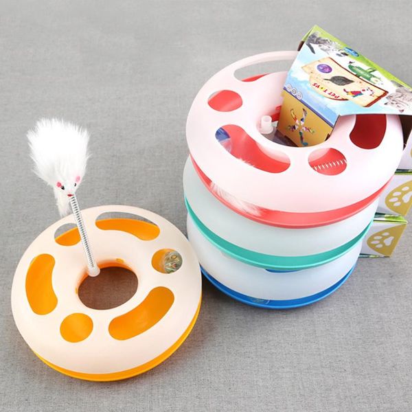 

cat toys teaser toy crazy game spinning track ball dish cats catching mouse donut turntable kitten interactive amusement plate