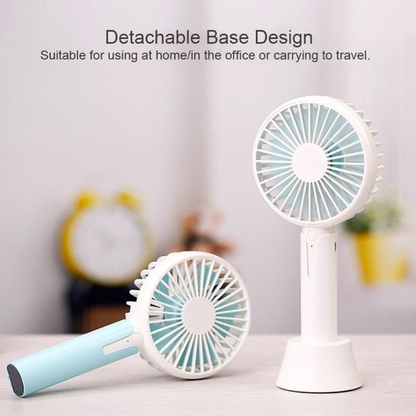 

electric fans portable mini usb rechargeable handheld deskfan 3 speed controlling cooling with base for office home travel use