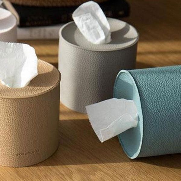 Caixas de lenços de papel guardanapos 2pcs caixa de papel higiênico PU couro de couro de pó de pó Dispensador facial do guardanapo para o quarto de quarto