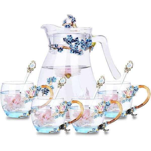 

peony flower enamel cup crystal glass with lid cups household cup coffee mug water coffee cups holiday gift