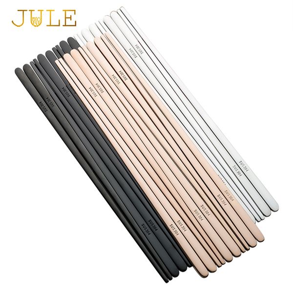 

5pairs 304 stainless steel korean chopsticks japanese sushi black metal food chop stick flat durable palillos chinos tableware
