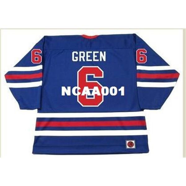 

001 #6 ted green winnipeg jets 1975 wha retro home hockey jersey or custom any name or number retro jersey, Black