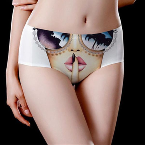 

women's panties kawaii shorts women retro painting female ice silk underwear breathable seamless silky briefs tangas saten, Black;pink