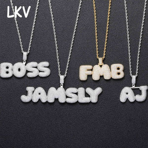 

diy hip hop accessories bubble english letter pendant creative splicing combination micro inlaid zircon necklace, Silver