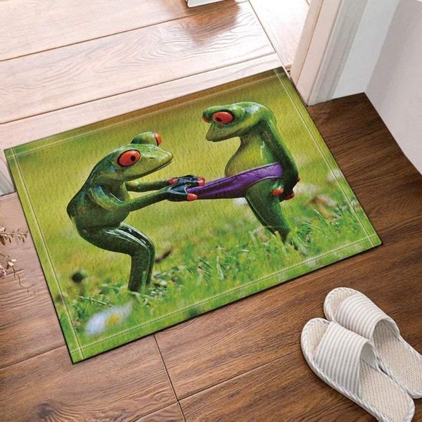 

bath mats tapis de salle bain antidÃ©rapant avec motif floral vert et grenouille 40 x 60 cm