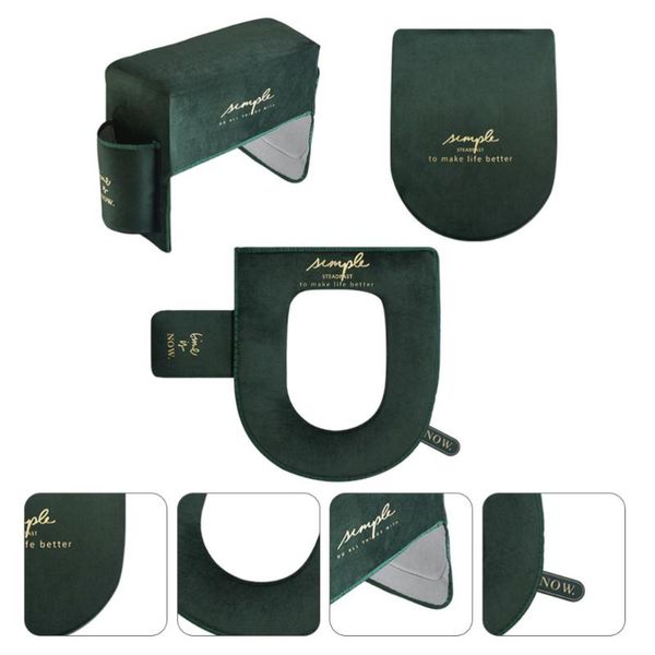 

toilet seat covers 1set waterproof cushion water tank cover lid dark green