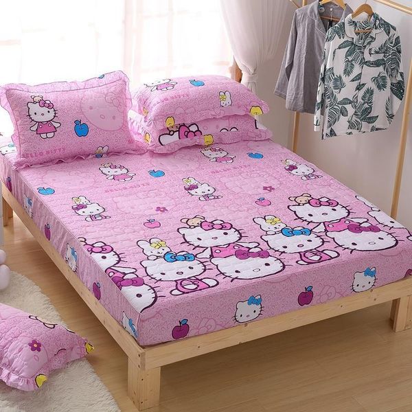 

sheets & sets 100% cotton padded quilted bed sheet one piece mattress protector cover 1.8m dust set