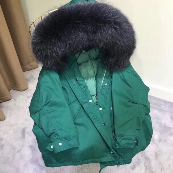 

new womens white duck down parka big fur jacket winter warm fashion coat, Black