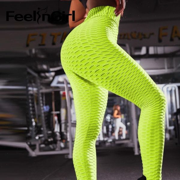 

womens high waist textured workout legins booty scrunch slim pants slimming ruched push up fitness legging, Black