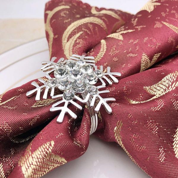 

napkin rings 6pcs snowflake rhinestone buckles holders dinning table settings for banquet