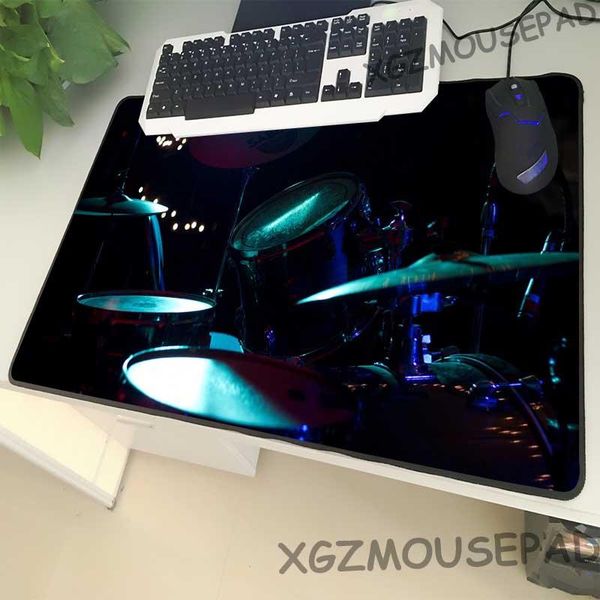 

mouse pads & wrist rests xgz diy large size gaming pad black lock edge rock band drum printing computer desk mat rubber non-slip for dota2