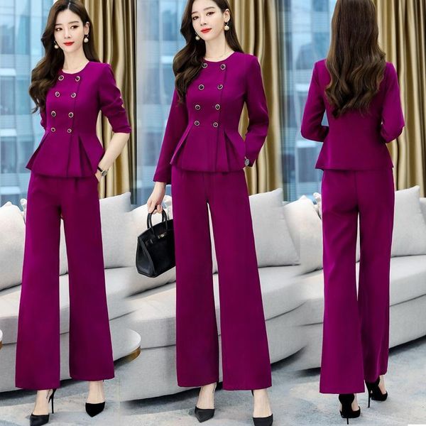 

women's two piece pants woman suits lady suit office ensemble costume femme 2 pieces pantalon luxury clothing with, White