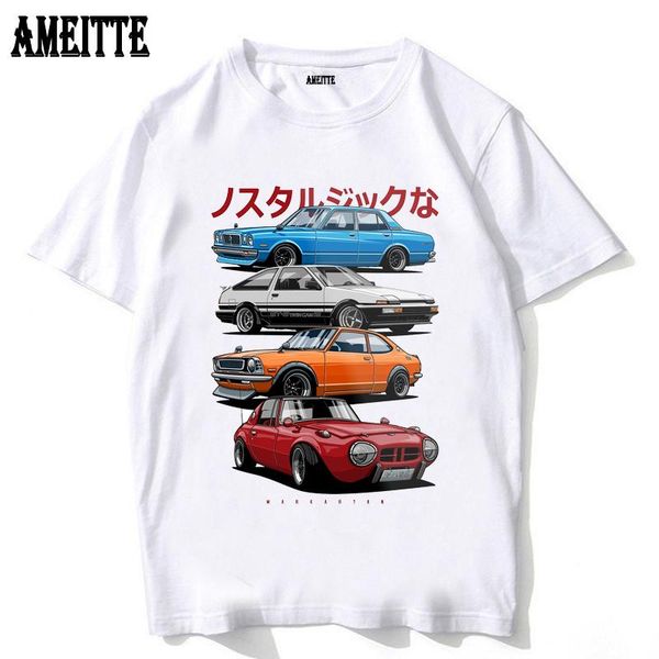

vintage classical fashion car design t-shirts jdm mix. sports 800, ae86, cressida and levin te27 print t-shirt hip hop men tees, White;black