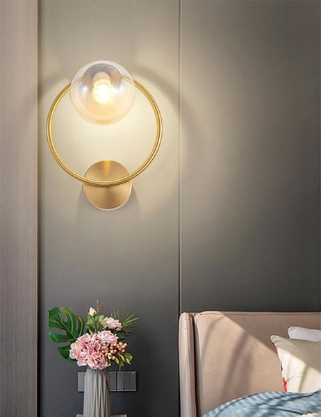 

nordic bedside led indoor wall lamp black brass post-modern simple luxury wall lights stairs corridor mirror ac90-260v
