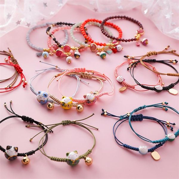 

charm bracelets doreenbeads fashion lucky bracel ceramic cat bangles for women friend's red string rope charms jewelry,1 pc, Golden;silver