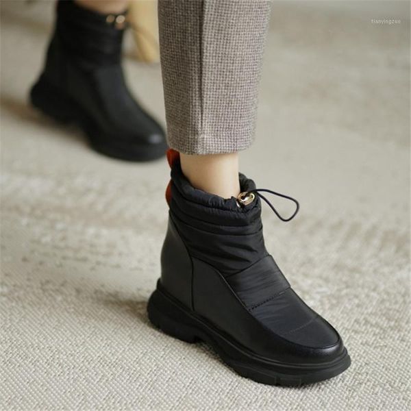 

boots pxelena 2021 winter snow waterproof chunky platform plush fur ankle plus size 34-43 black white cotton shoes1