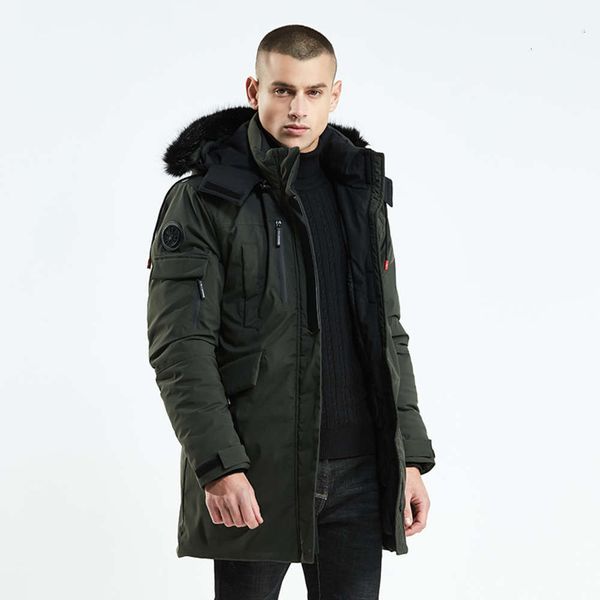 

2021men clothes thicken outerwear hooded winter jackets coat thick warm down parkas ing, Black