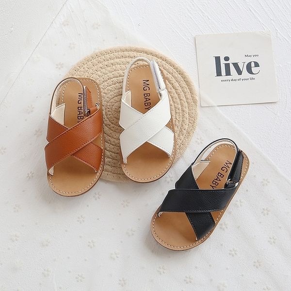 

toddlers boys girls sandals 2021 summer children's beach shoes kids fashion sandals cross-tied anti-sliperry soft simple new 210306, Black;red