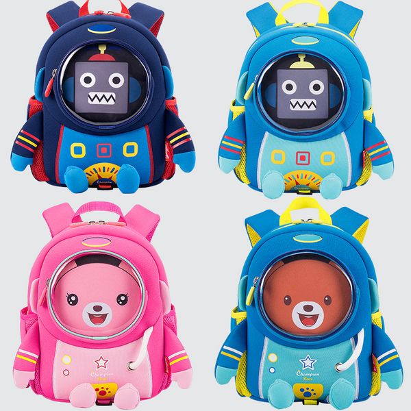 

3d space robot bear school bags for kids boys schoolbag designer waterproof children school backpack girl bag mochila infantil