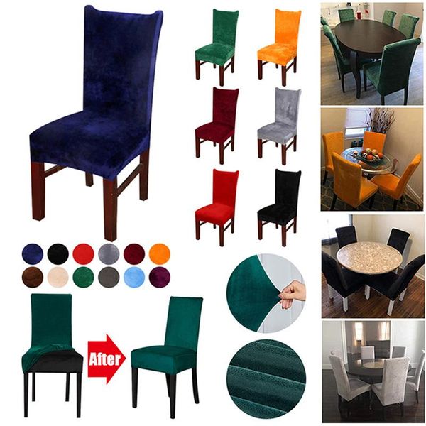 

chair covers solid color plush fabric cover soft for kitchen dining room wedding banquet anti-dirty removable