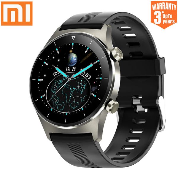 

xiaomi smart watch men ip68 waterproof full touch round screen multiple sports mode heart rate weather smartwatch for male, Slivery;brown