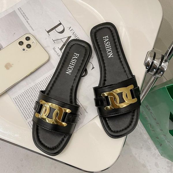 

official website 70% off outlet new fashion weave slippers square toe flat casual shoes women slide summer flip flops beach sandal slipper b, Black