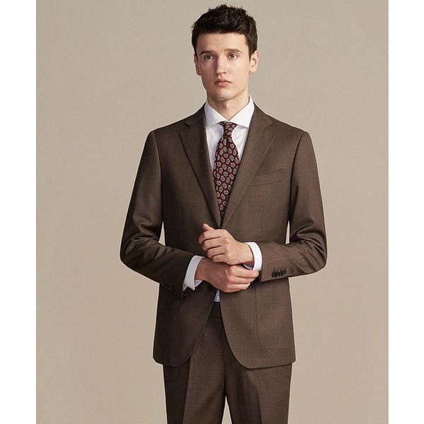 

men's suits & blazers 2021 fashionable clothing for men dark brown fine twill business casual trend tailored 2 pieces suit(jacket+pant), White;black