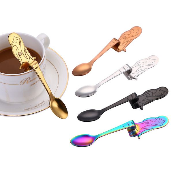 Il cucchiaio creativo a forma di sirena in acciaio inossidabile 304 può appendere una tazza di caffè, un cucchiaio di marmellata di colore, un cucchiaio per mescolare GC50