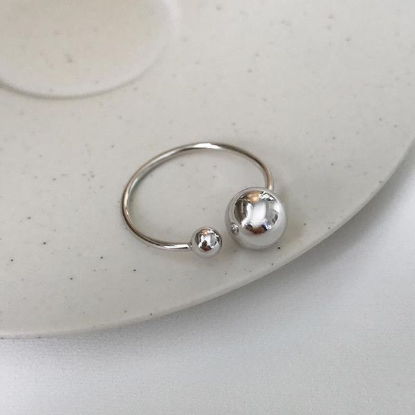 

cluster rings round bead creative cold wind small fresh korean niche design retro romantic opening adjustable women silver ring, Golden;silver