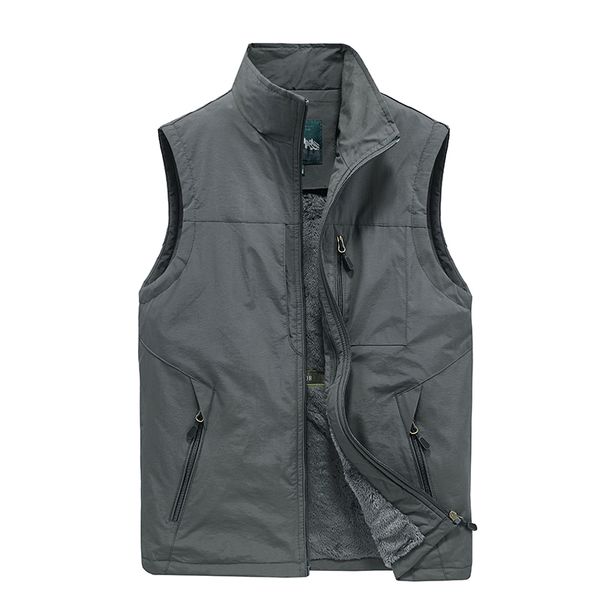 

2021 new winter without sleeves wool jacket sh vest khaki many pocket man's sweater plus size 5xl eove, Black;white