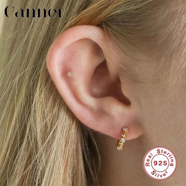 

hoop & huggie canner real 925 sterling silver earrings for women plata de ley flower shape earings fine jewelry pendientes aretes w5, Golden;silver