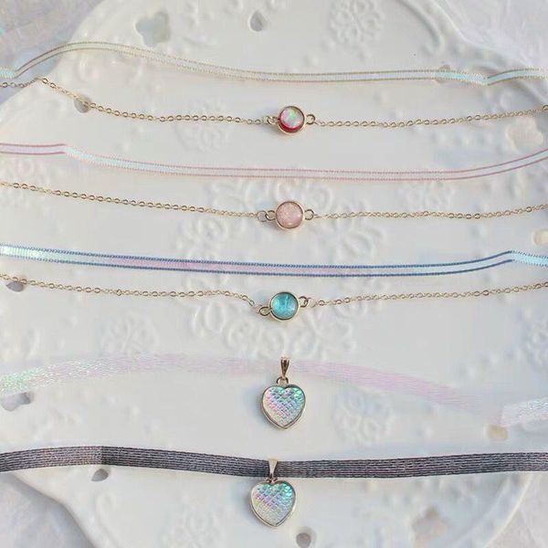 

kpop cute harajuku double color heart pendant chokers necklaces for women girl party aesthetic jewelry, Golden;silver